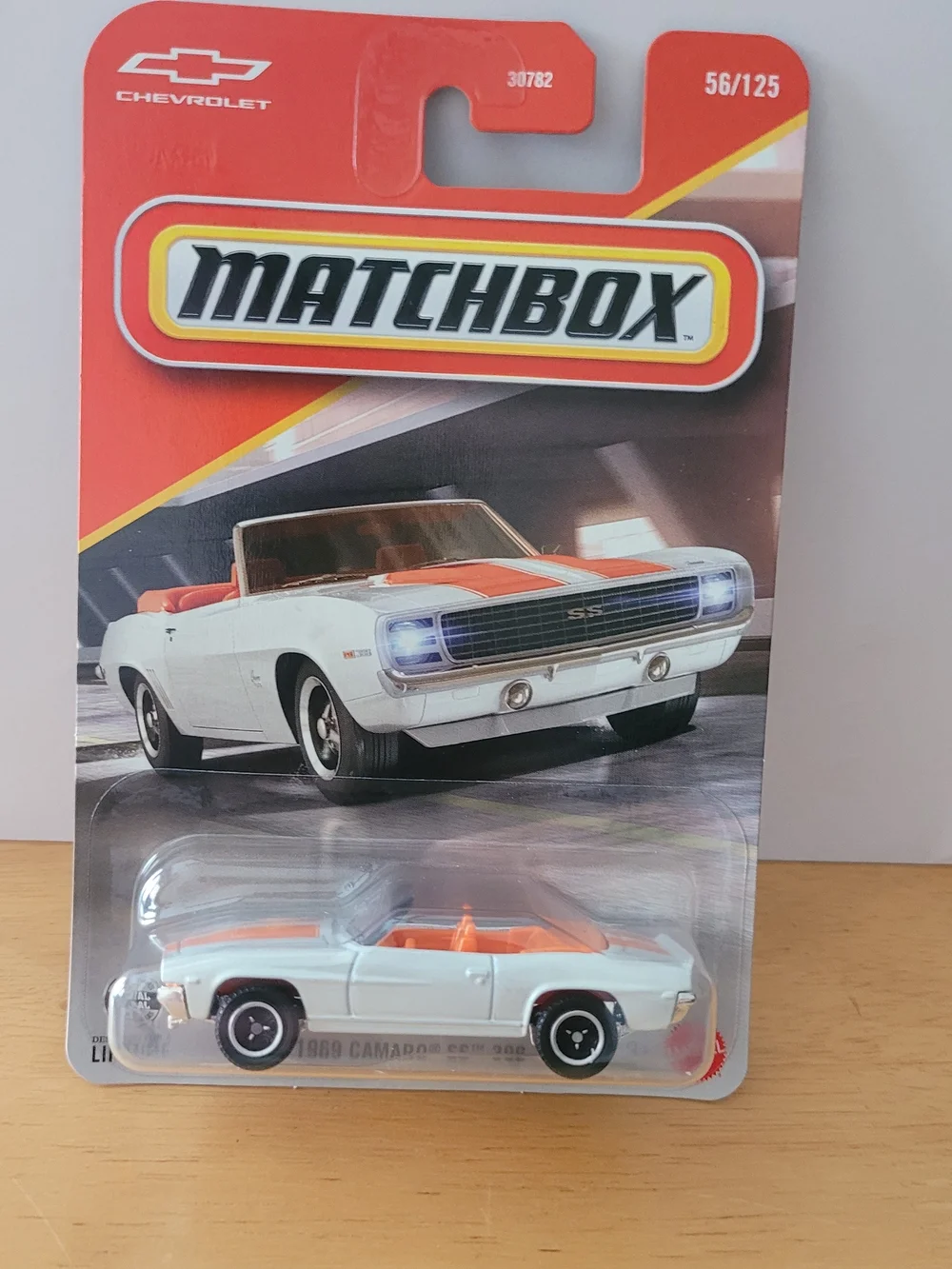Matchbox White Chevrolet Convertible with Orange Stripes